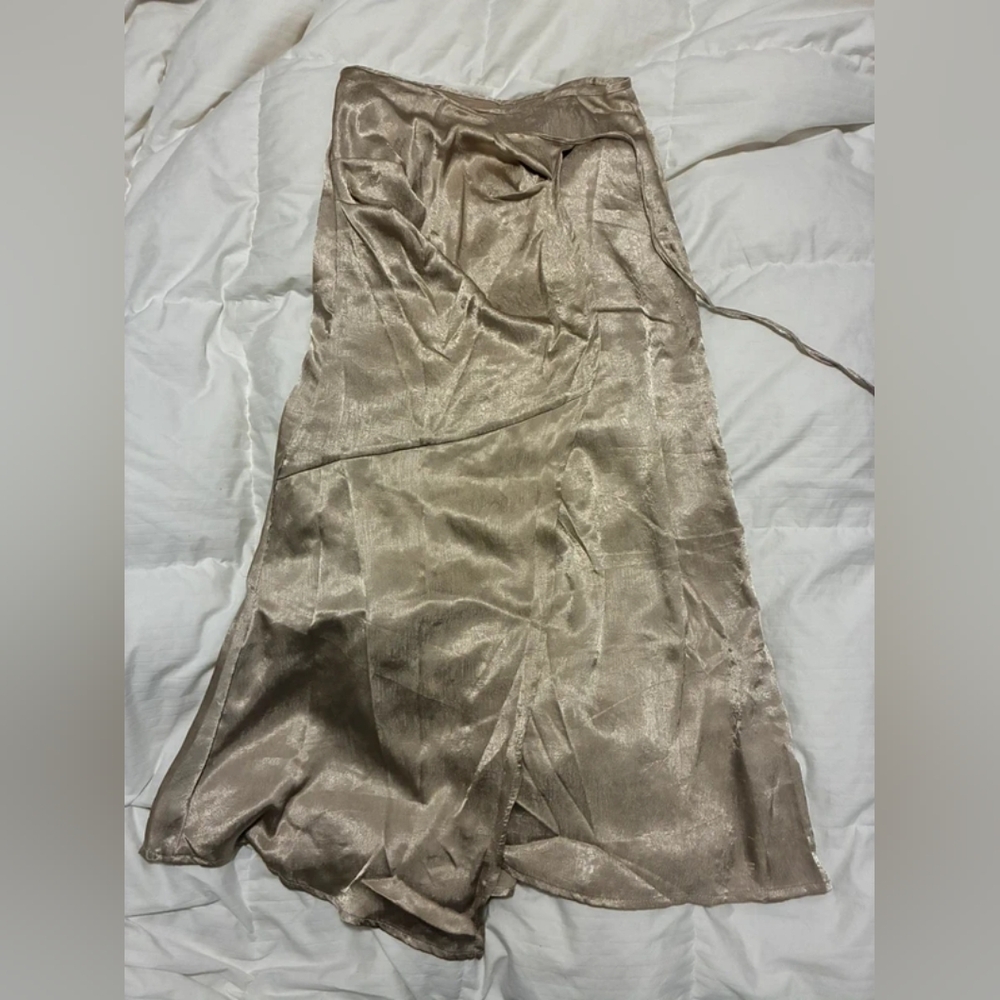 Satin Bias-Cut Slip Skirt in Champagne